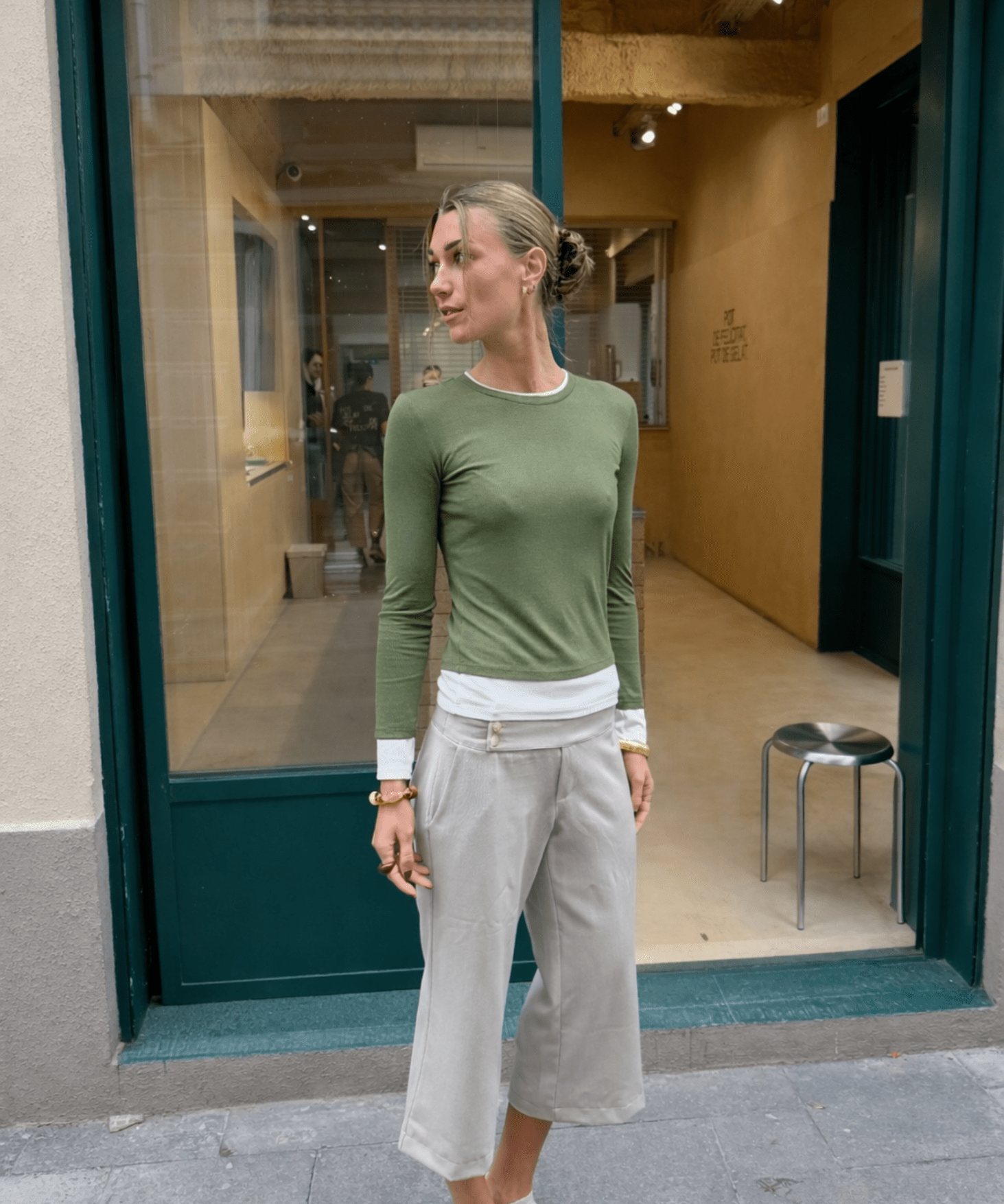 Langærmet Lag på Lag Bluse - Grøn - ByStenholt.dk