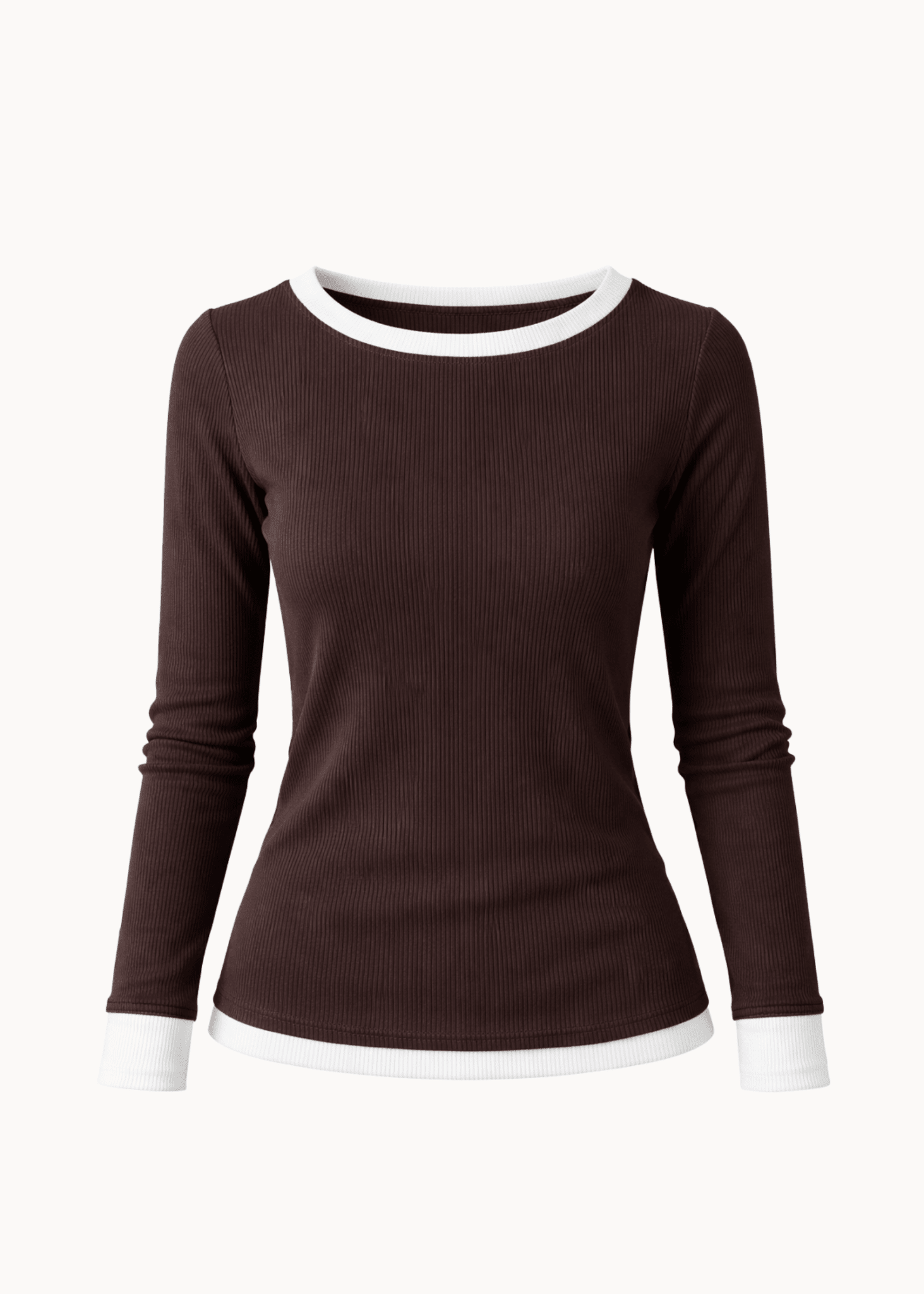 Langærmet Lag på Lag Bluse - Mørkebrun - ByStenholt.dk