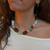 Laura Perlehalskæde - Turkis - ByStenholt.dk