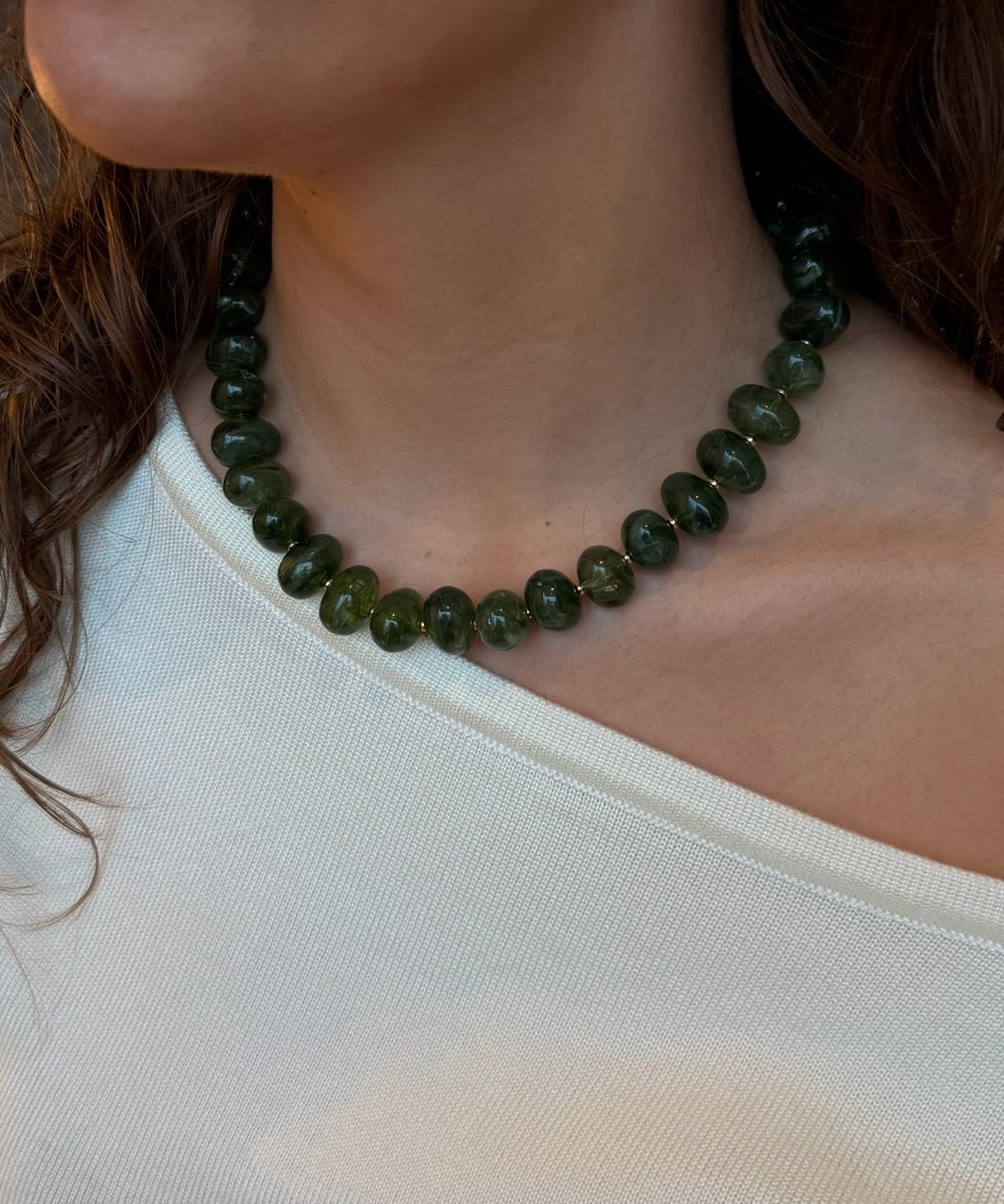 Leah Perlehalskæde - Grøn - ByStenholt.dk