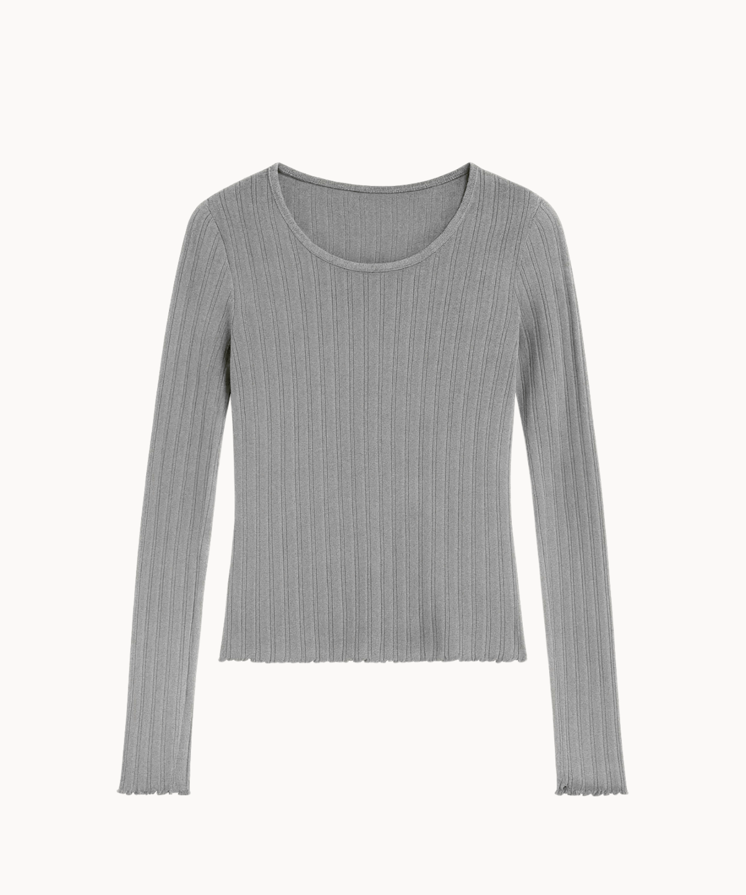 Loungewear Bluse i Pointelle - Grå - ByStenholt.dk