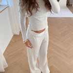 Loungewear Bluse i Pointelle - Hvid - ByStenholt.dk