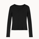 Loungewear Bluse i Pointelle - Sort - ByStenholt.dk