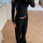 Loungewear Bluse i Pointelle - Sort - ByStenholt.dk