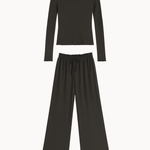 Loungewear Bluse Sæt - Mørkebrun - ByStenholt.dk