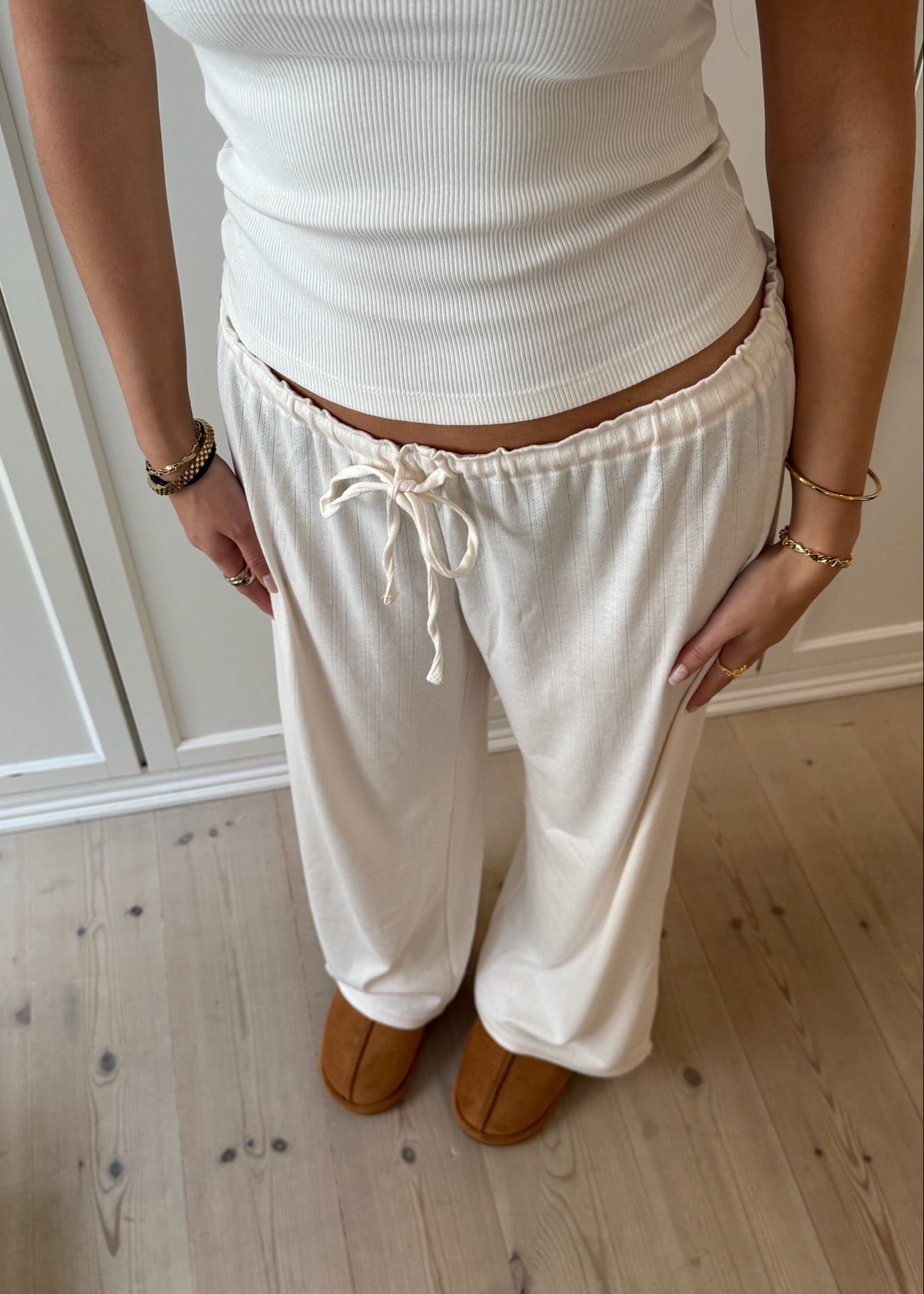 Loungewear Bukser i Pointelle - Creme - ByStenholt.dk