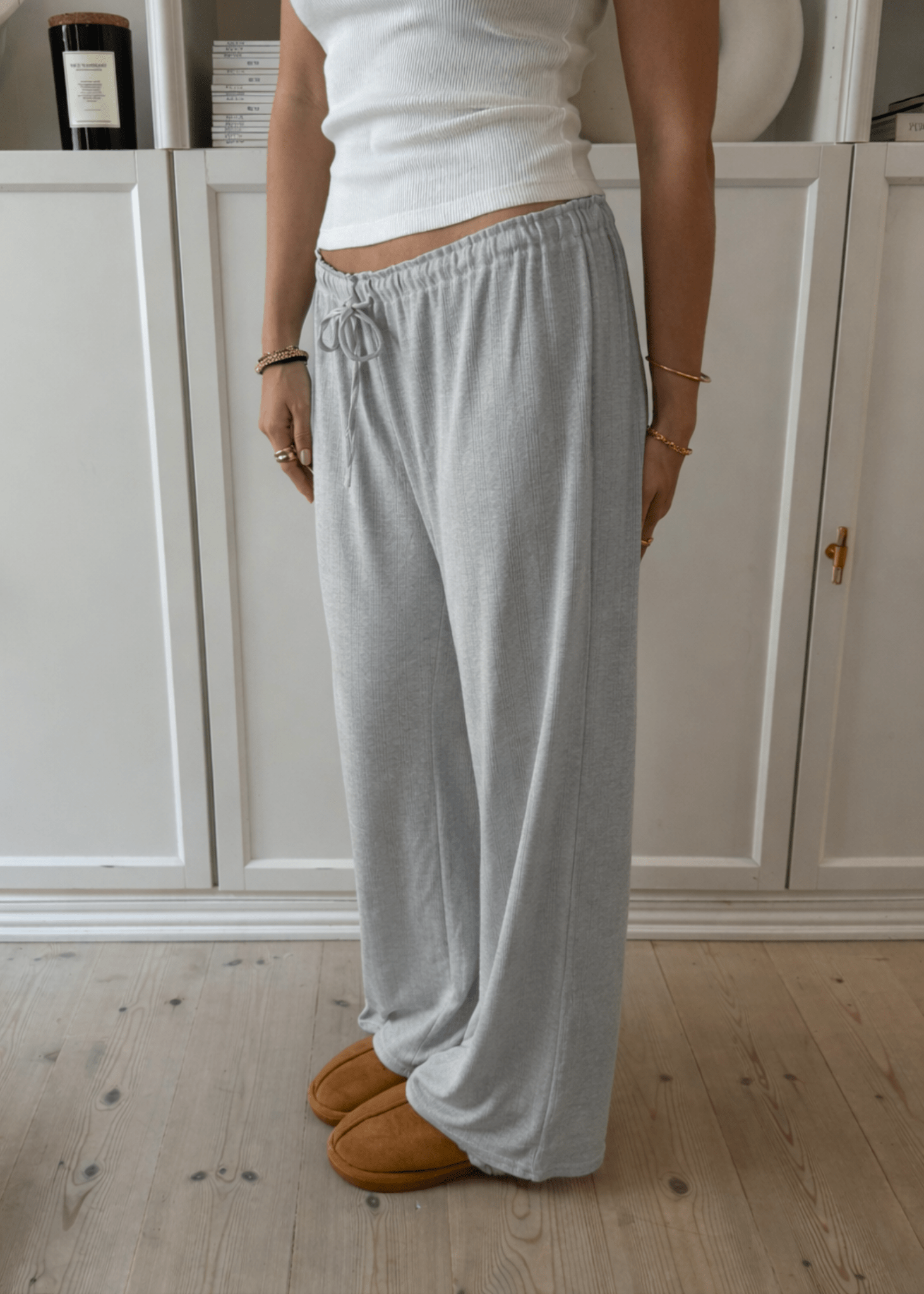 Loungewear Bukser i Pointelle - Grå - ByStenholt.dk