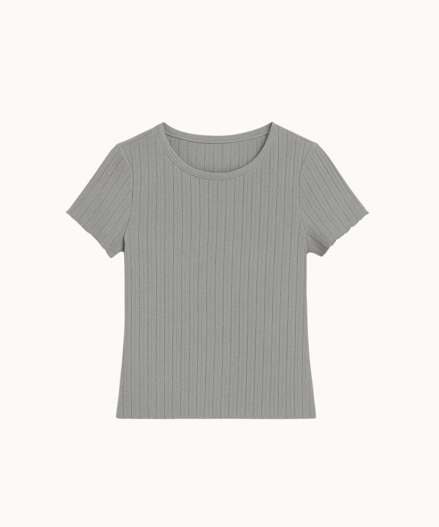 Loungewear T-shirt i Pointelle - Grå - ByStenholt.dk