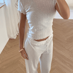 Loungewear T-shirt i Pointelle - Hvid - ByStenholt.dk