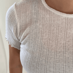 Loungewear T-shirt i Pointelle - Hvid - ByStenholt.dk