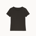 Loungewear T-shirt i Pointelle - Mørkebrun - ByStenholt.dk