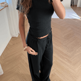 Loungewear T-shirt i Pointelle - Sort - ByStenholt.dk