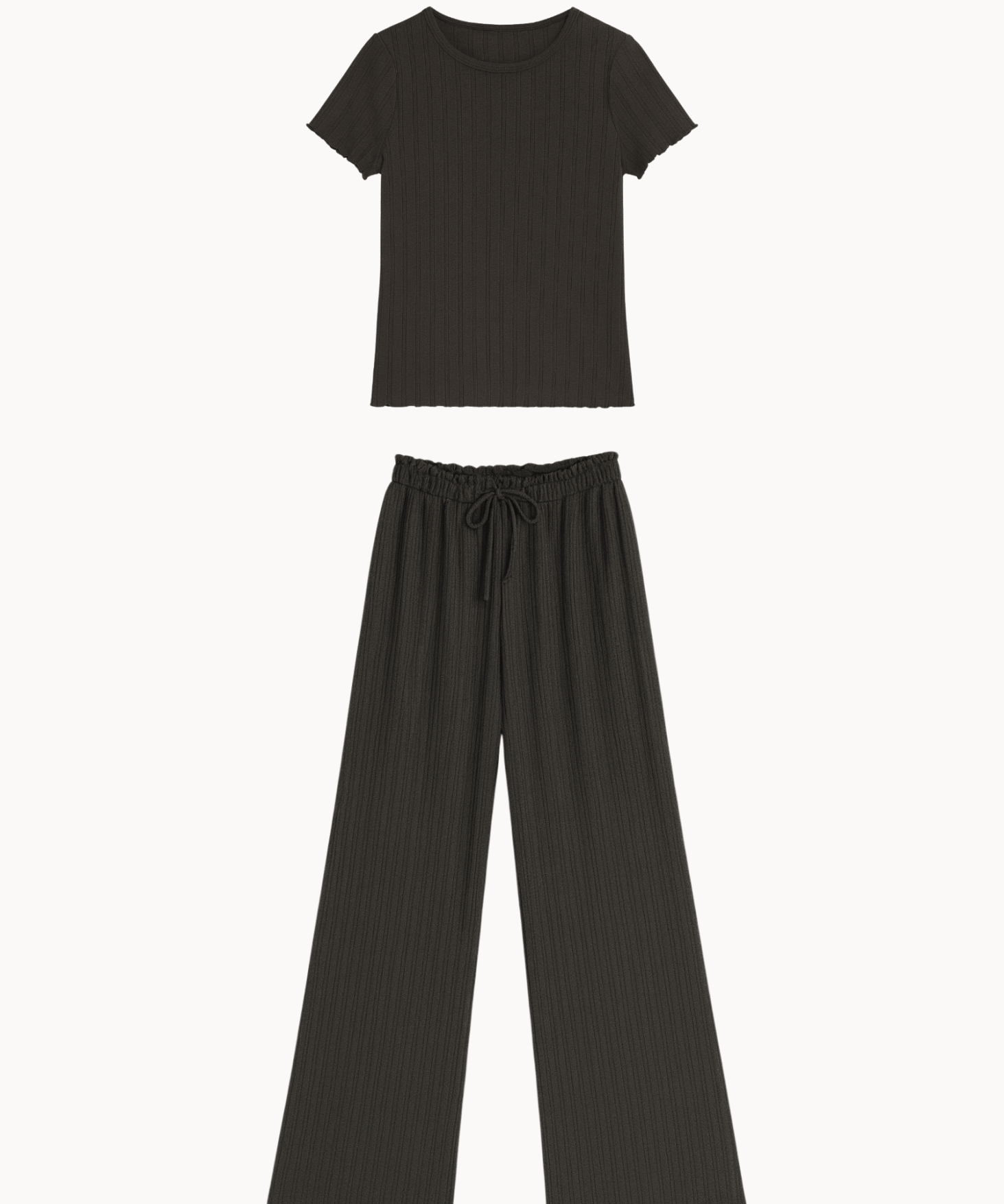 Loungewear T-shirt Sæt - Mørkebrun - ByStenholt.dk