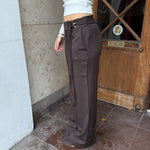 Low Waist Bukser med Spænde - Mørkebrun - ByStenholt.dk