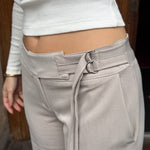 Low Waist Bukser med Spænde - Taupe - ByStenholt.dk