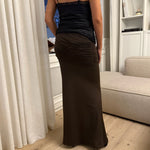 Lucia Maxi Nederdel - Mørkebrun - ByStenholt.dk