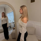 Lumi Paillet Off Shoulder Bluse - Creme - ByStenholt.dk