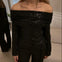Lumi Paillet Off Shoulder Bluse - Sort - ByStenholt.dk
