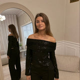 Lumi Paillet Off Shoulder Bluse - Sort - ByStenholt.dk