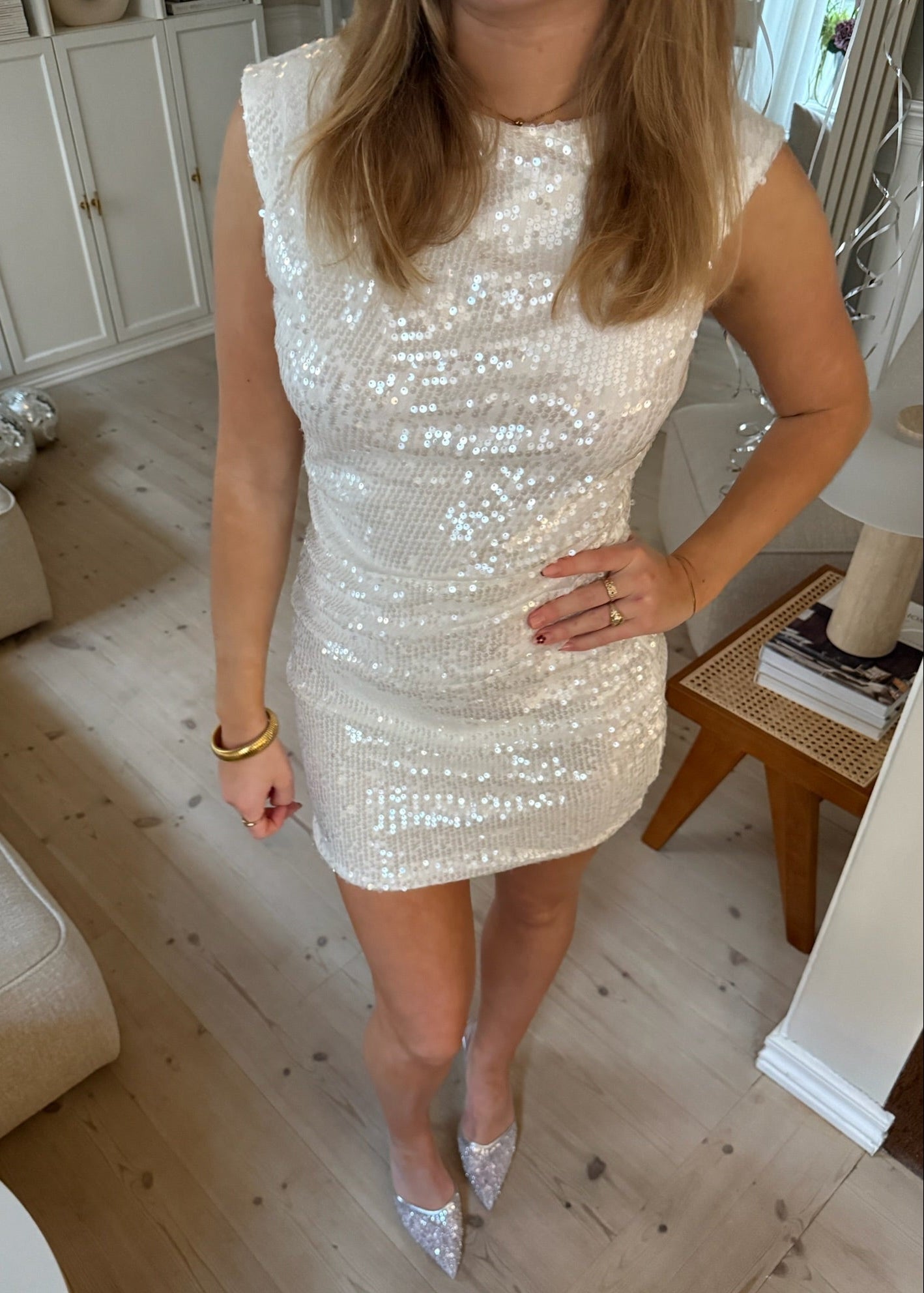 Luna Paillet Mini Kjole - Hvid - ByStenholt.dk