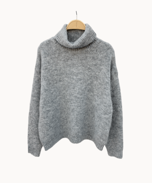 Maya Turtleneck Strik – Grå - ByStenholt.dk