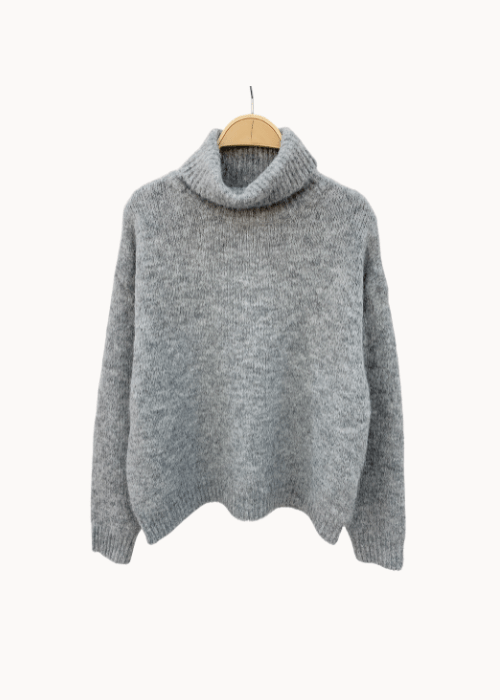 Maya Turtleneck Strik – Grå - ByStenholt.dk