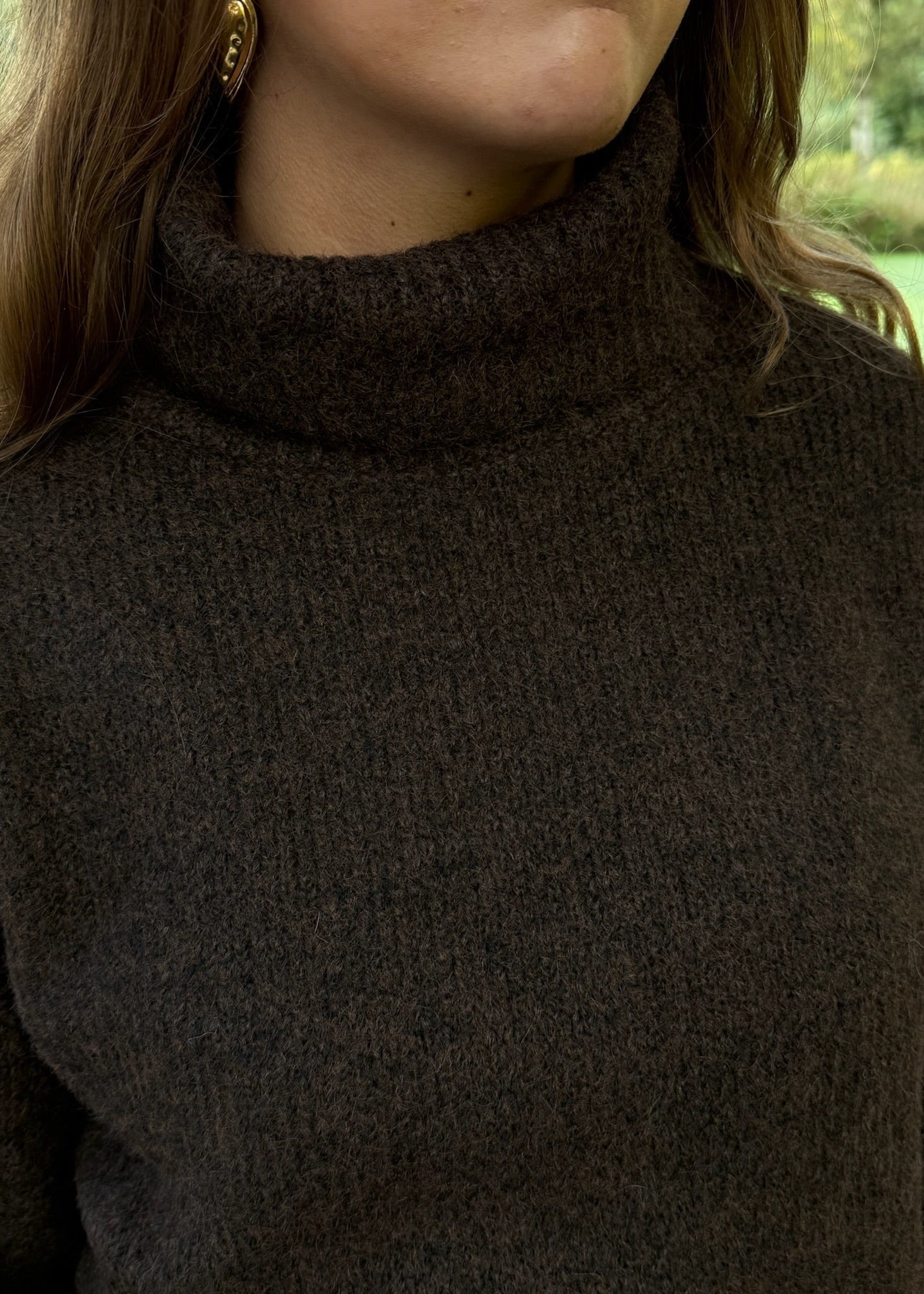 Maya Turtleneck Strik – Mørkebrun - ByStenholt.dk