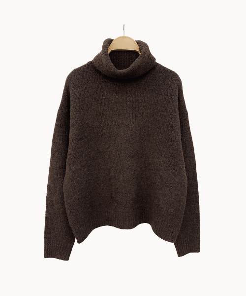 Maya Turtleneck Strik – Mørkebrun - ByStenholt.dk