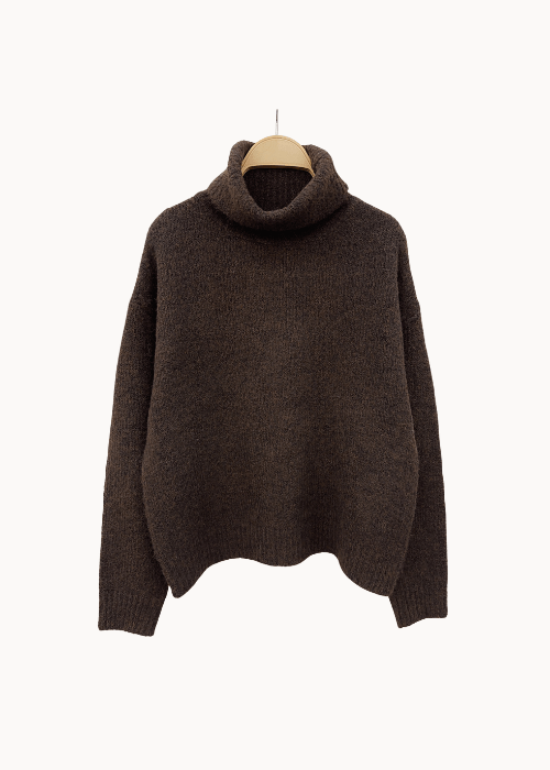 Maya Turtleneck Strik – Mørkebrun - ByStenholt.dk