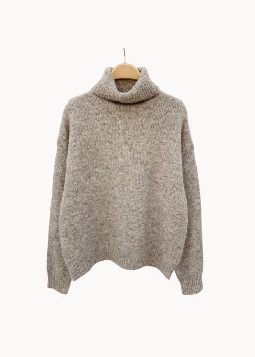 Maya Turtleneck Strik – Taupe - ByStenholt.dk
