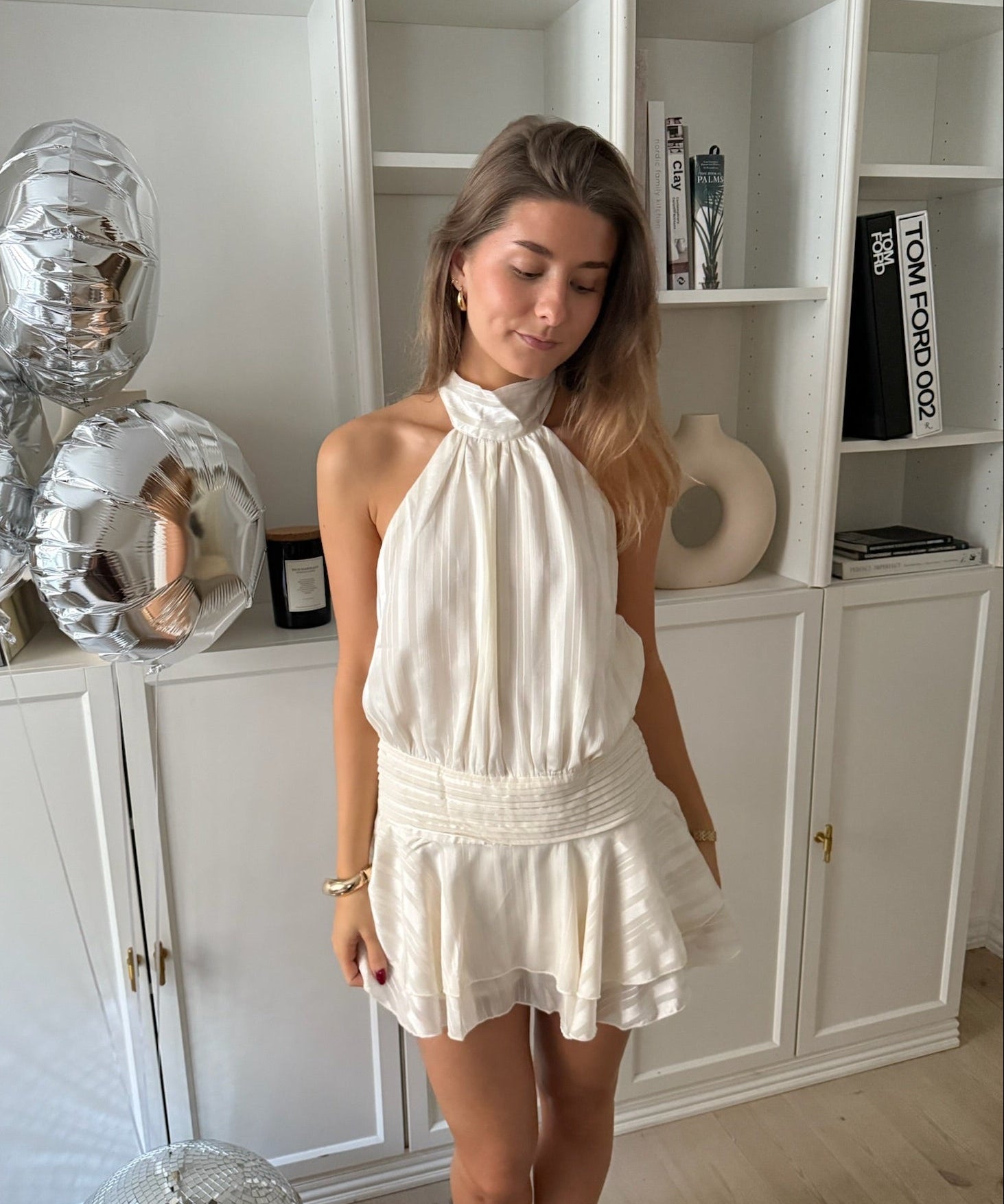 Nora Flair Mini Kjole - Creme - ByStenholt.dk