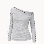 Nova Bluse med Nitter - Grå - ByStenholt.dk