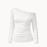 Nova Bluse med Nitter - Hvid - ByStenholt.dk