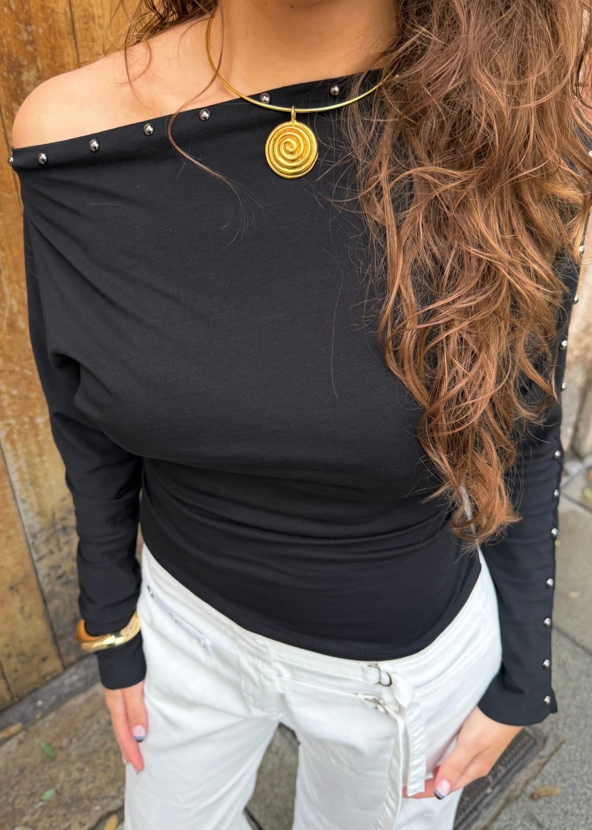 Nova Bluse med Nitter - Sort - ByStenholt.dk