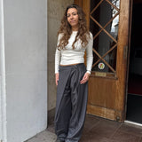 Nula Bukser med Crossover og Spænde - Mørkegrå - ByStenholt.dk