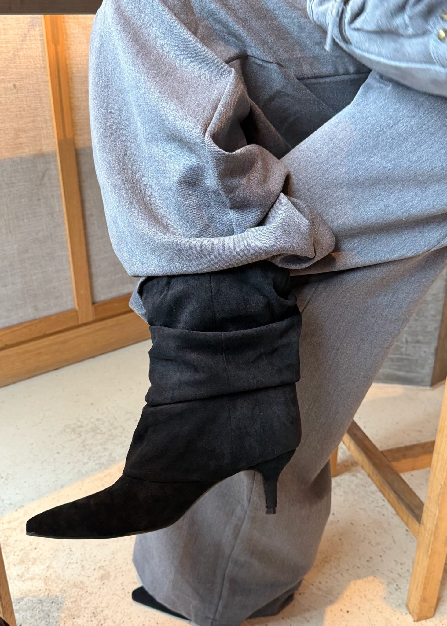 Pleated Ruskind Ankelstøvler - Sort - ByStenholt.dk