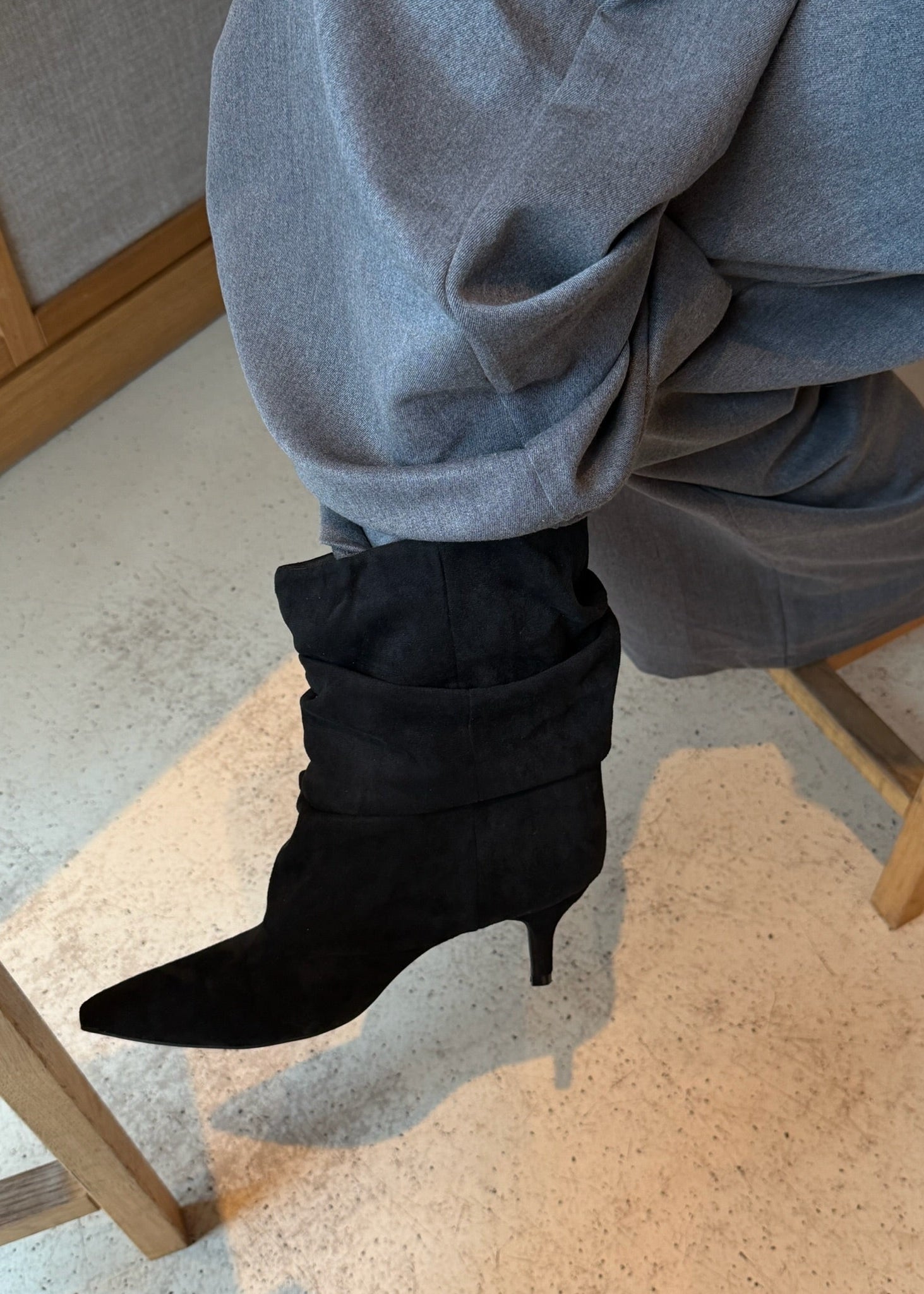 Pleated Ruskind Ankelstøvler - Sort - ByStenholt.dk