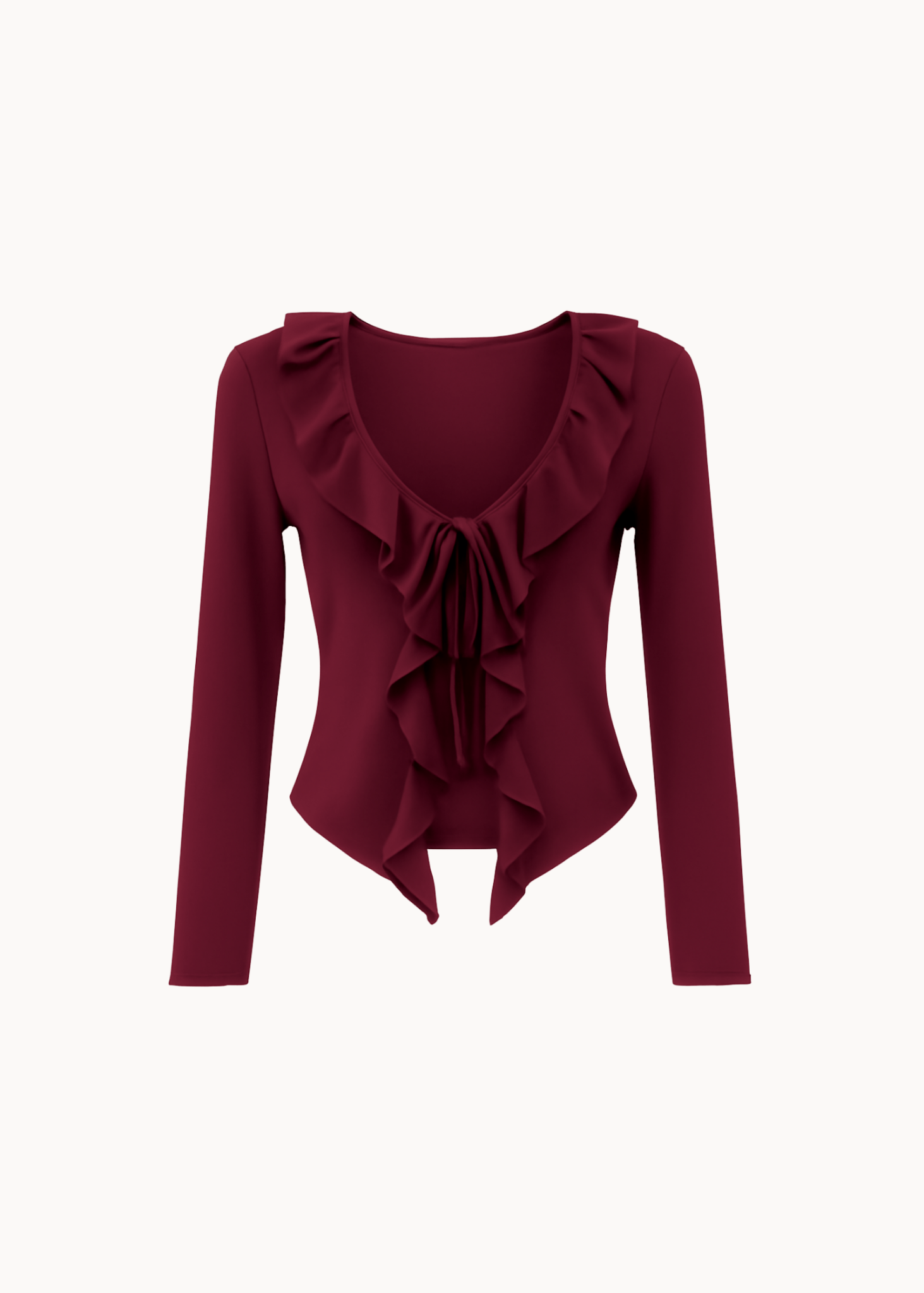 Ruffle Tie Bluse - Bordeaux - ByStenholt.dk