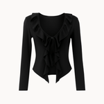 Ruffle Tie Bluse - Sort - ByStenholt.dk