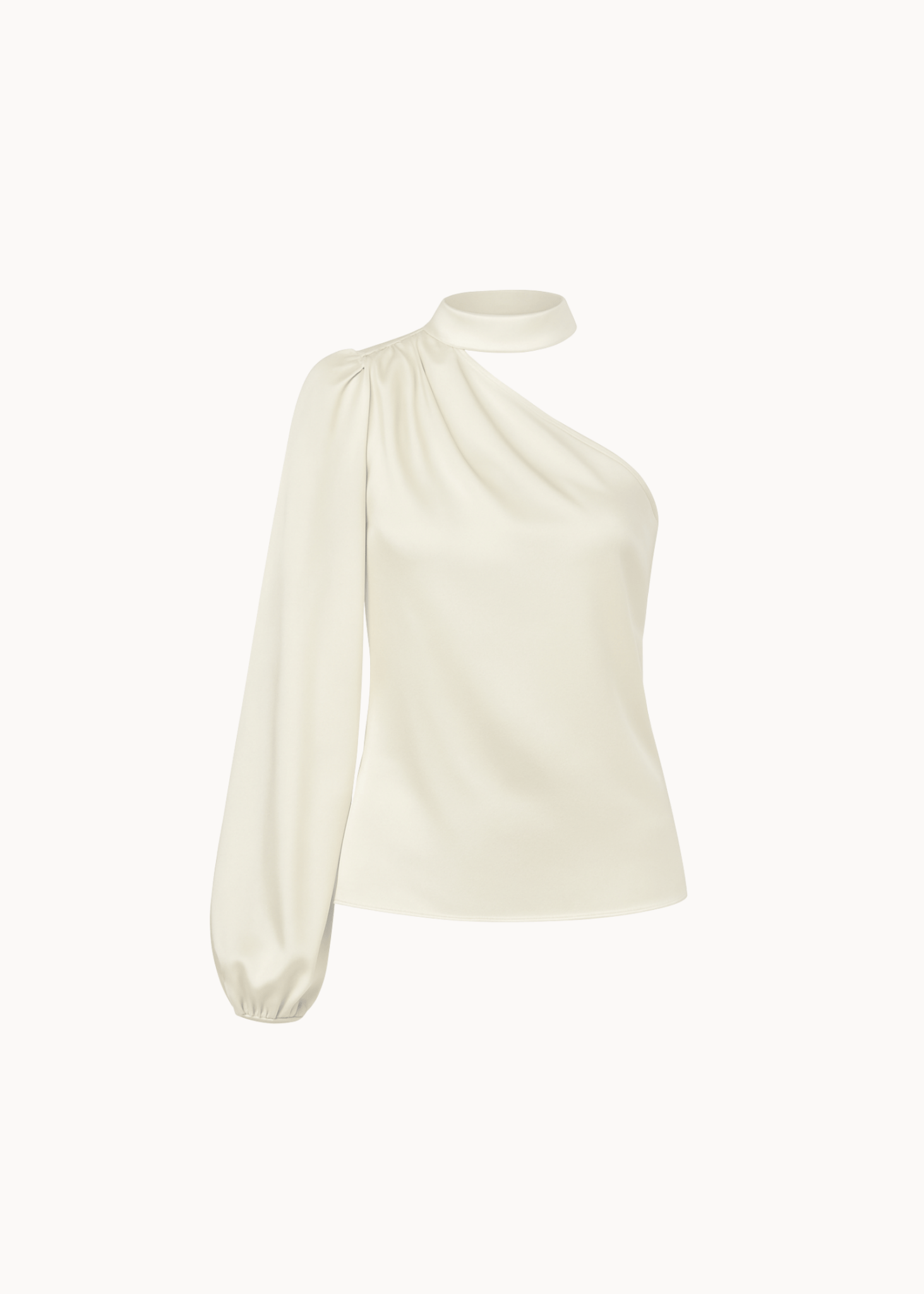 Satin One Shoulder Bluse - Creme - ByStenholt.dk