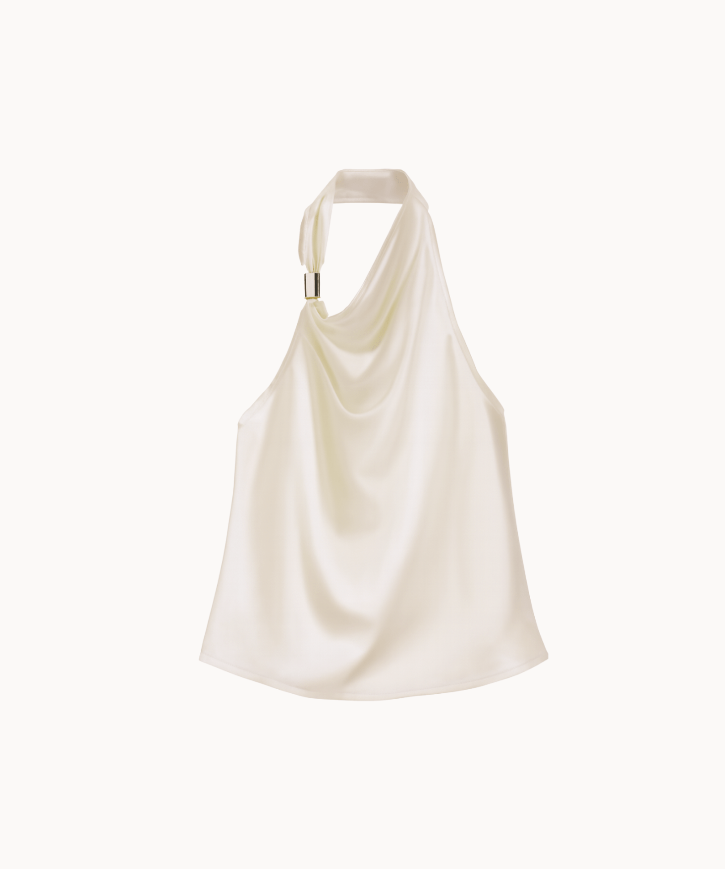 Satin Top med Guldring - Creme - ByStenholt.dk