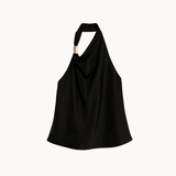 Satin Top med Guldring - Sort - ByStenholt.dk