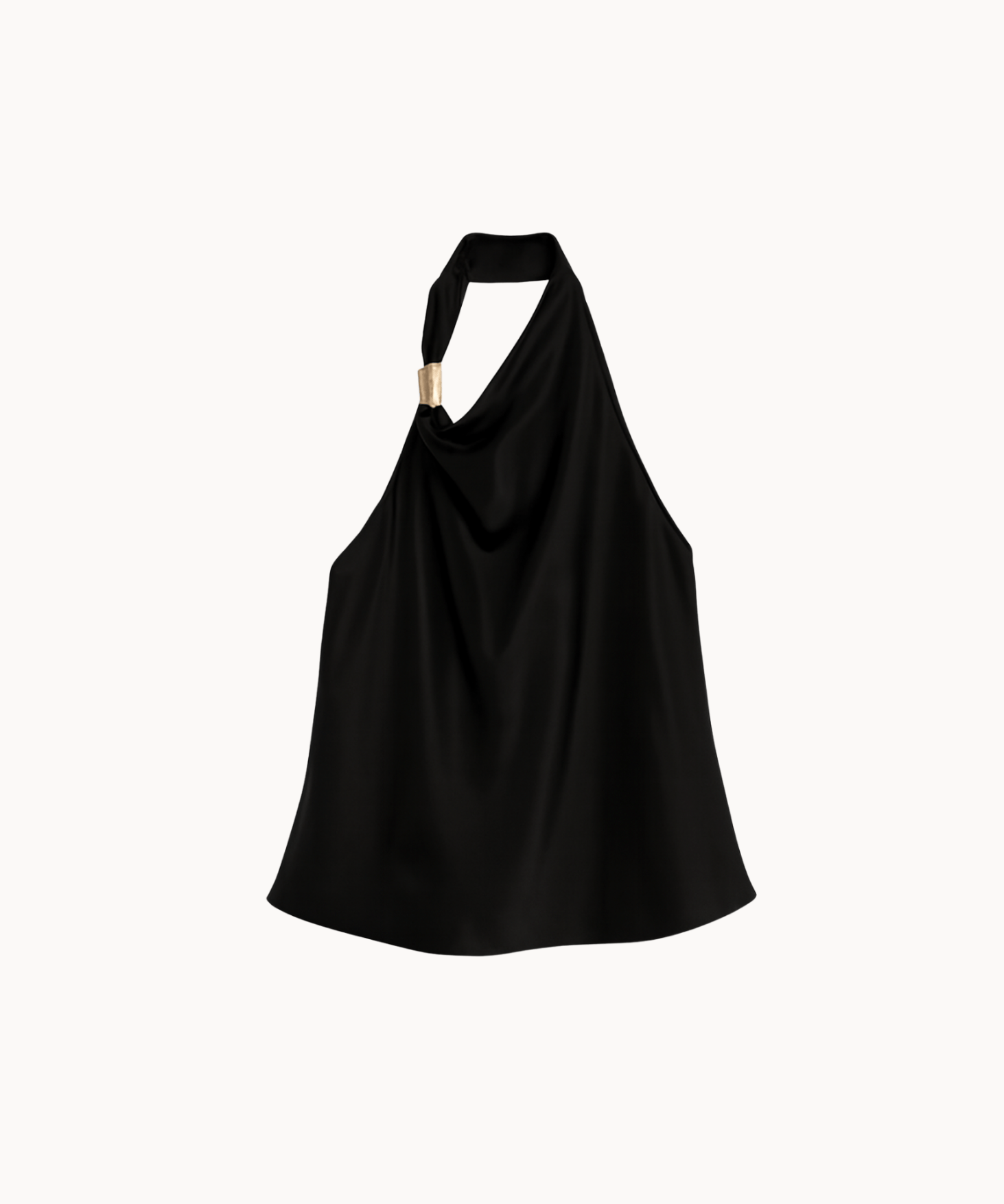 Satin Top med Guldring - Sort - ByStenholt.dk