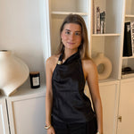 Satin Top med Guldring - Sort - ByStenholt.dk