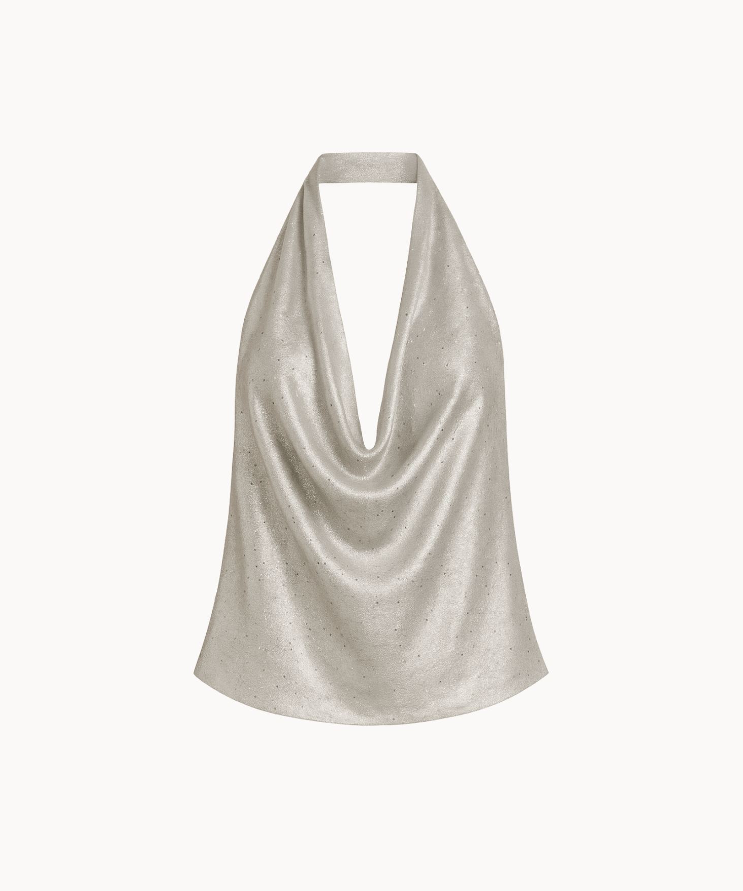 Serena Metallic Halterneck Top - Beige - ByStenholt.dk