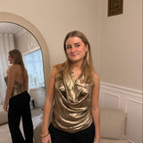 Serena Metallic Halterneck Top - Brun - ByStenholt.dk