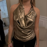 Serena Metallic Halterneck Top - Brun - ByStenholt.dk