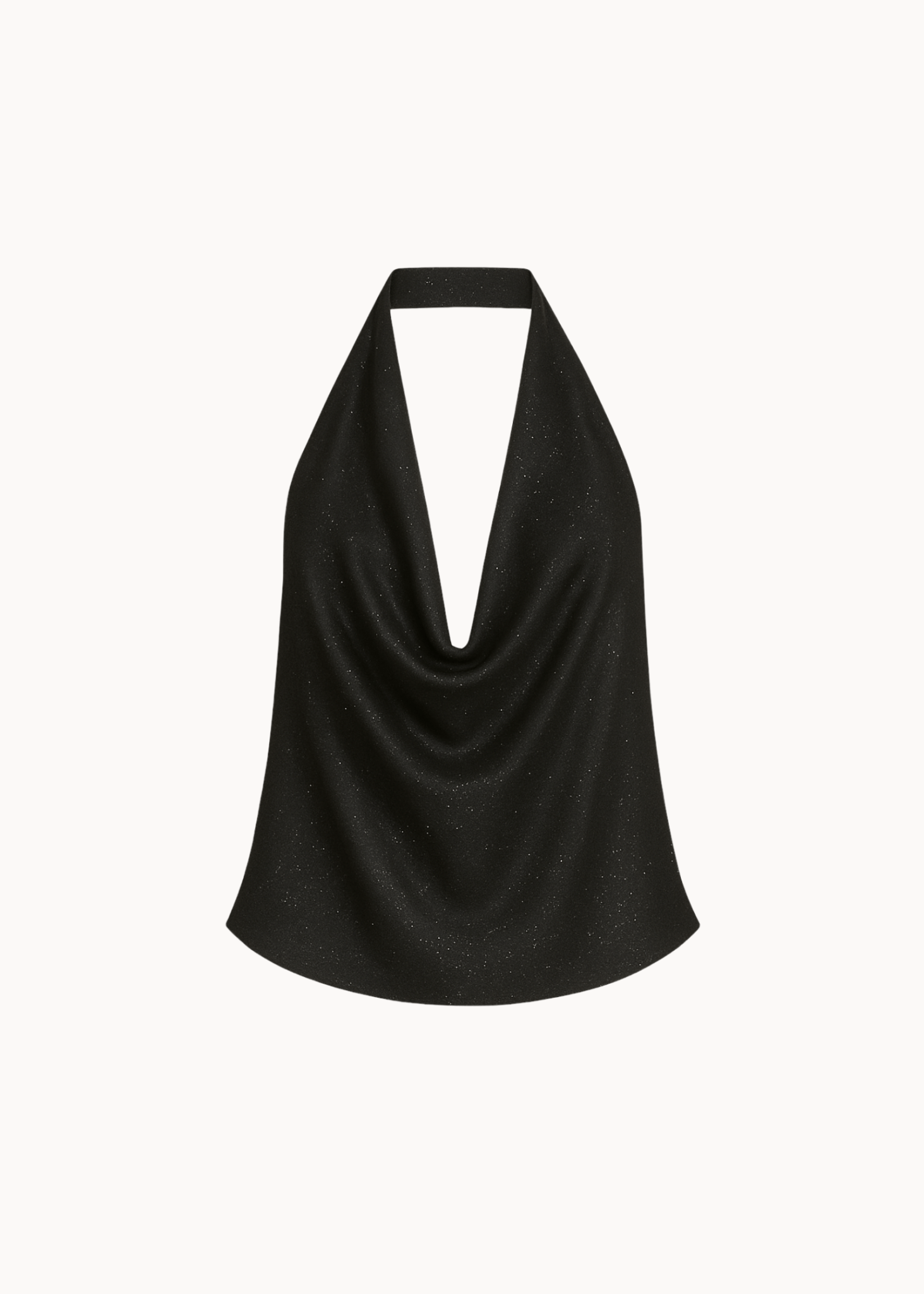 Serena Metallic Halterneck Top - Sort - ByStenholt.dk