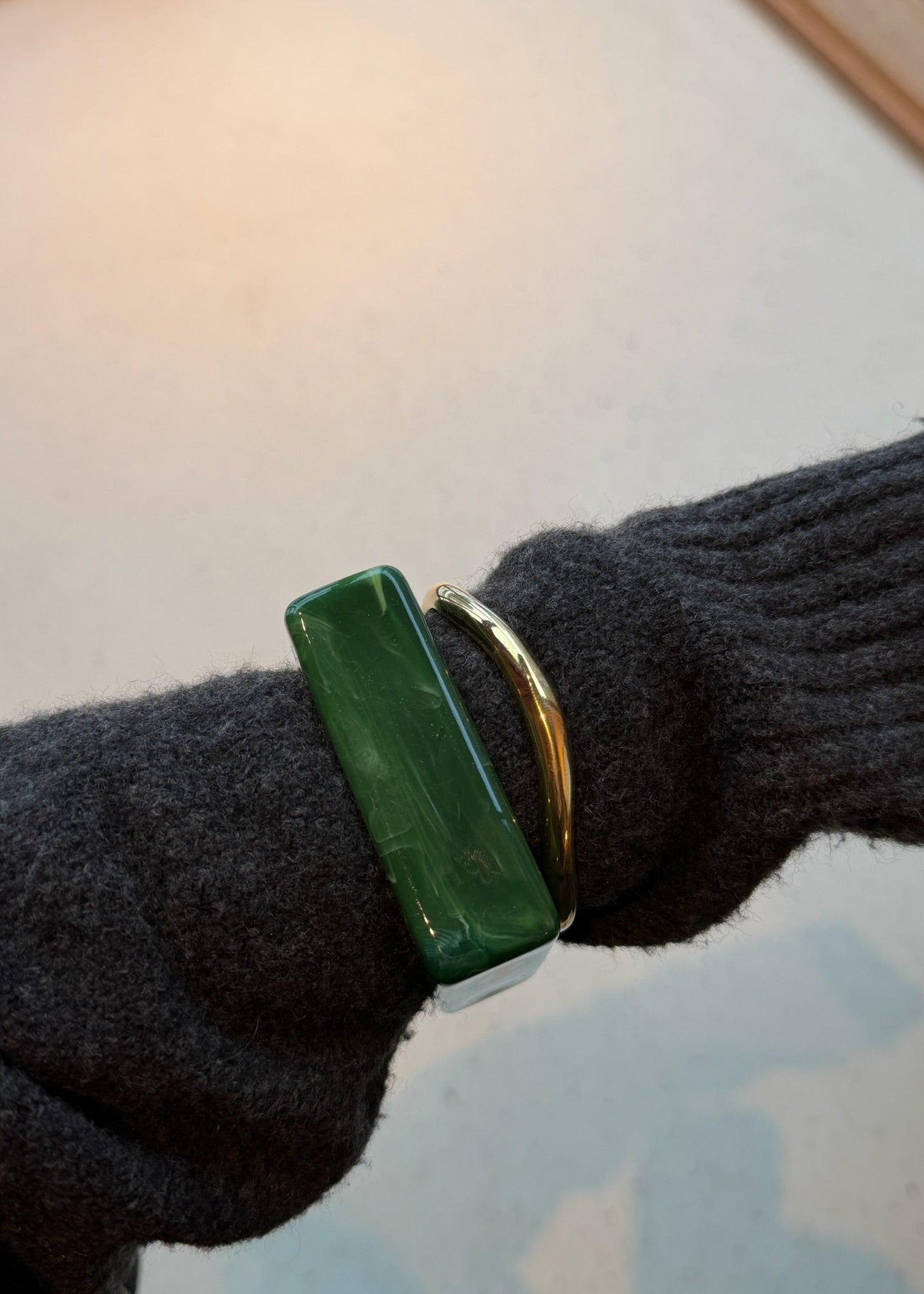 Square Chunky Bangle - Grøn - ByStenholt.dk