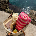 Strandhåndklæde - Stribet Lyserød - ByStenholt.dk